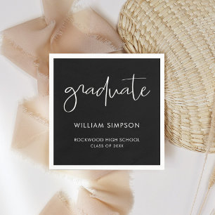 Modern Minimal Black & White Graduate Napkin