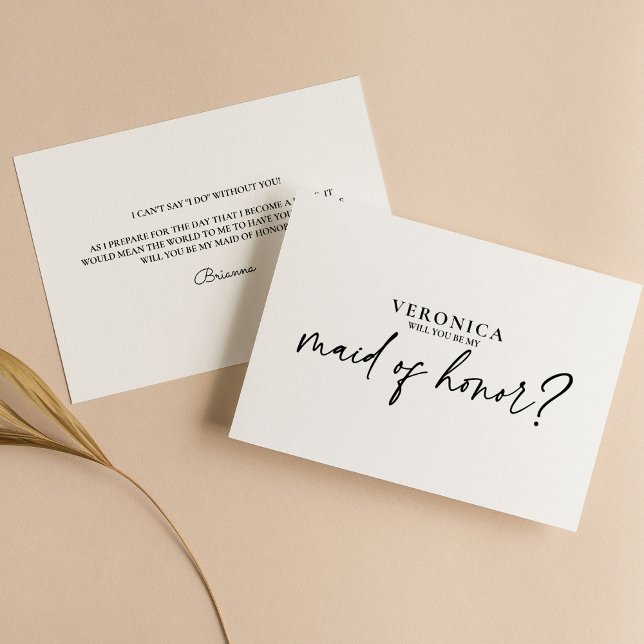 Modern Minimal Black White Maid of Honour Proposal (Creator Uploaded)