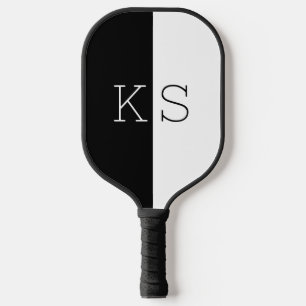 Modern Minimal Black & White Monogram Pickleball Paddle