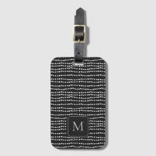 Modern Minimal Black & White Polka Dot Monogrammed Luggage Tag
