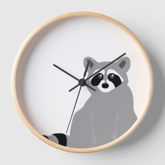 Modern Minimal Black & White Racoon Clock