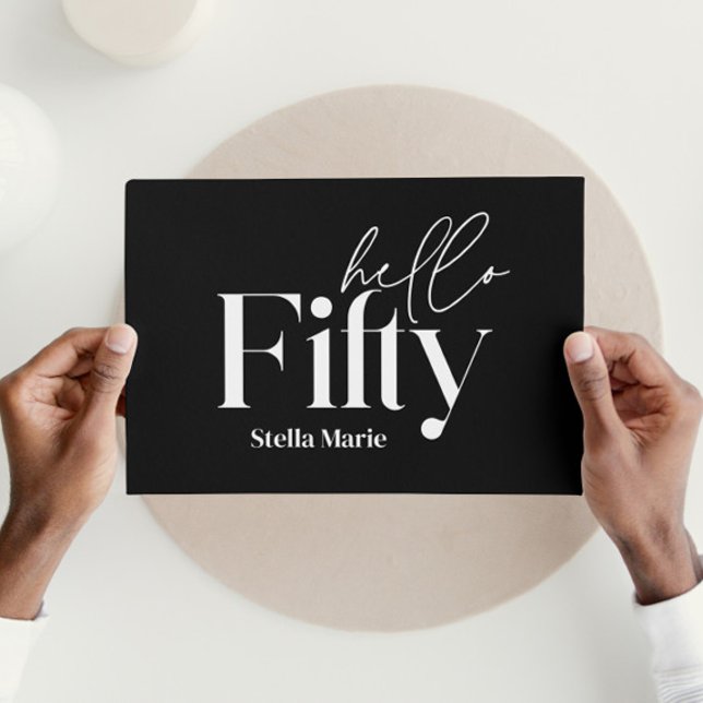 Modern minimal black & white simple 50th birthday invitation (Creator Uploaded)