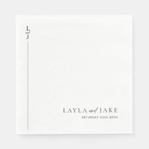 Modern Minimal Black White Wedding Napkins LAYLA