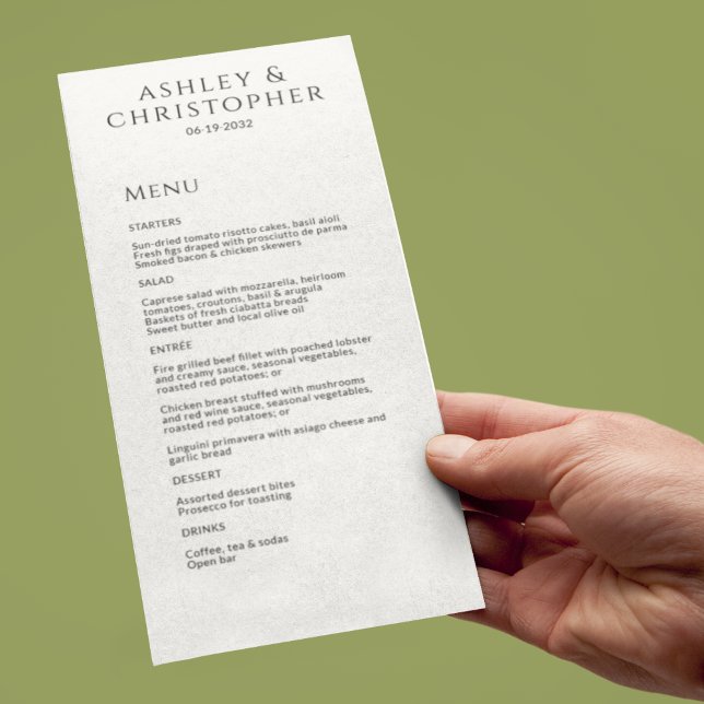Modern Minimal Black & White Wedding Reception Menu (Creator Uploaded)