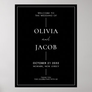Modern Minimal Black White Wedding Welcome Sign
