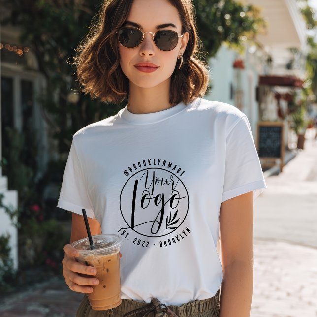 Modern Minimal black Your Logo Social Business T-Shirt (Modern Minimal black Your Logo Social Business T-Shirt)