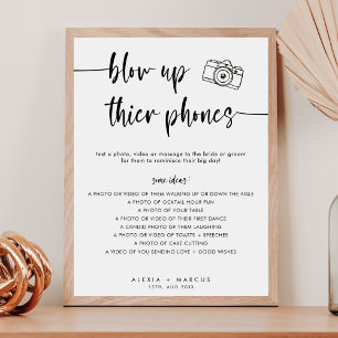 Modern Minimal Blow Up Their Phones Wedding Sign