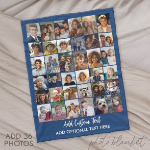 Modern Minimal Blue Party Pictures - 36 Photo Fleece Blanket