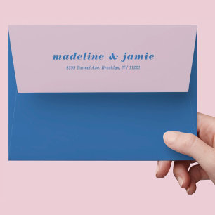 Modern Minimal Blue & Purple Personalised Wedding Envelope