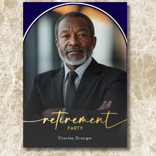 Modern Minimal Blue Retirement Party