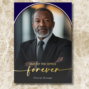 Modern Minimal Blue Retirement Party