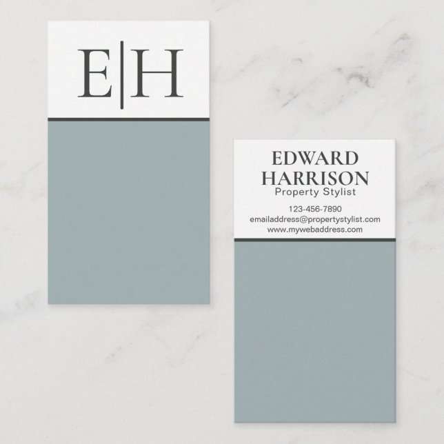 Modern Minimal Blue White Geometric Business Card (Front/Back)