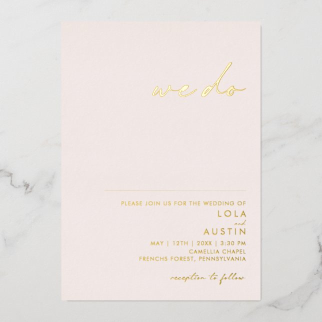 Modern Minimal | Blush And Gold We Do Wedding Real (Front)