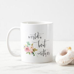 Modern Minimal Blush Floral World's Best Mother Coffee Mug