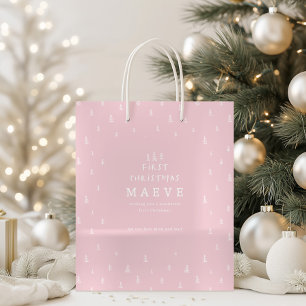 modern minimal blush pink first Christmas Medium Gift Bag