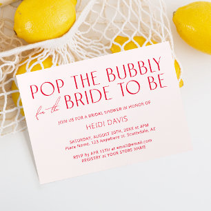 Modern Minimal Blush Pink & Magenta Bridal Shower Invitation