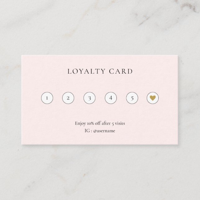 Modern Minimal Blush Pink Scissor Hair stylist Loyalty Card (Front)