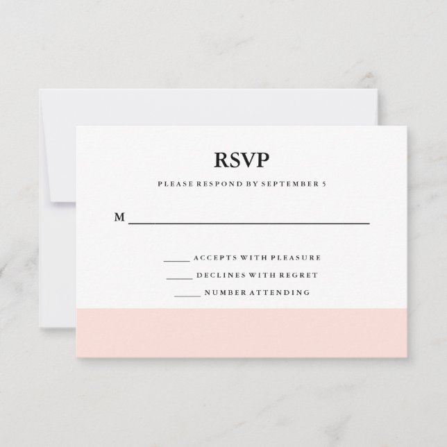 Modern Minimal Blush Pink Stripe RSVP Card (Front)