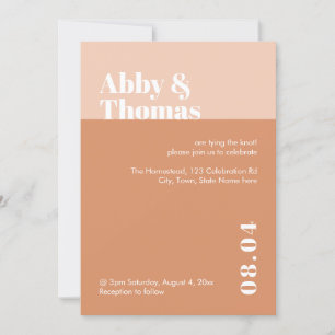 Modern Minimal Blush Pink Tan Colour Simple Weddin Invitation
