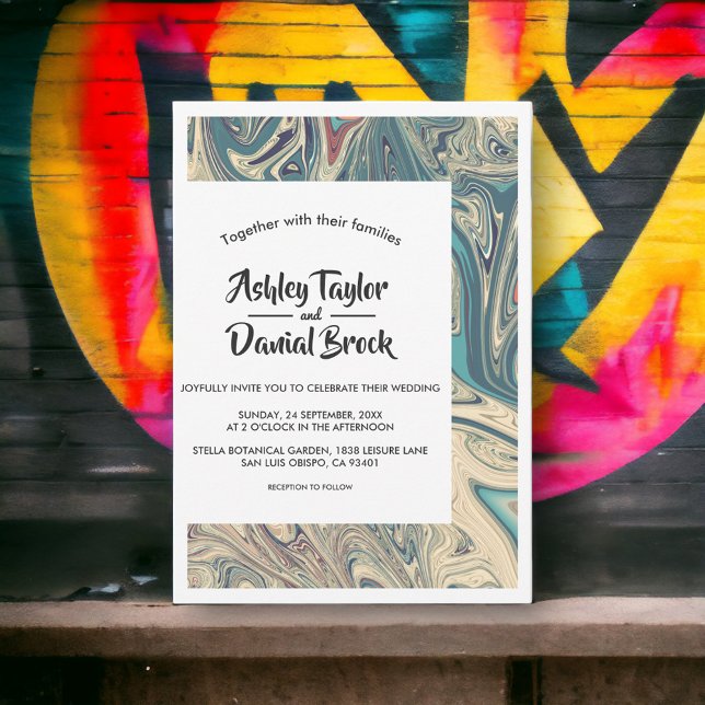 Modern Minimal Bohemian Earthy Abstract Wedding Invitation (Creator Uploaded)