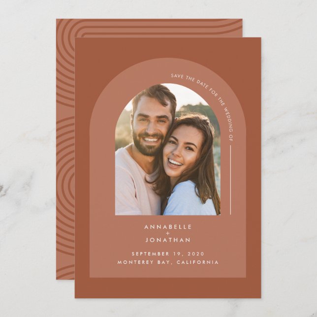 Modern minimal bohemian terracotta geometric arch (Front/Back)