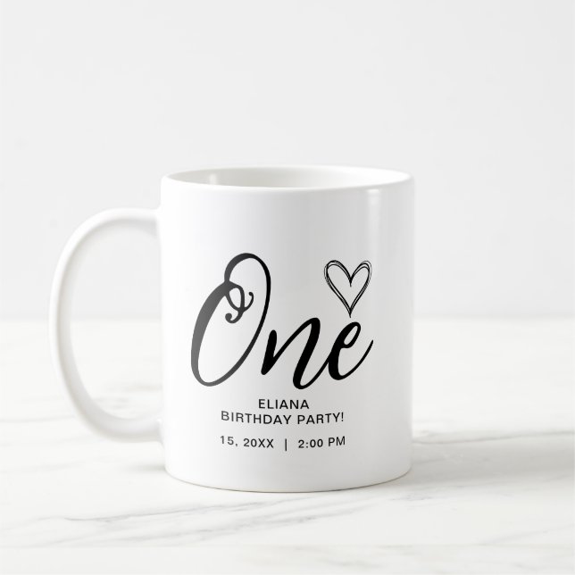 Modern Minimal Boho 1st Birthday Coffee Mug (Left)