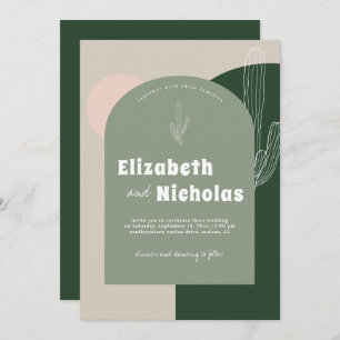 Modern Minimal Boho Desert   Cactus Green Invitation