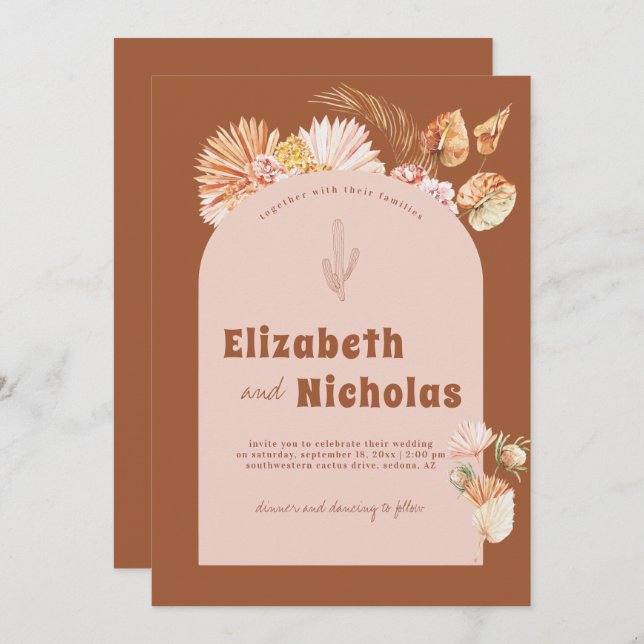 Modern Minimal Boho Desert | Terra Cotta Invitation (Front/Back)
