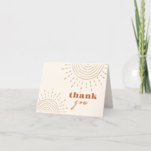Modern Minimal Boho Here Comes The Son Baby Shower Thank You Card
