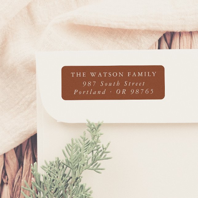 Modern Minimal Boho Rust Red Return Address Label (Creator Uploaded)