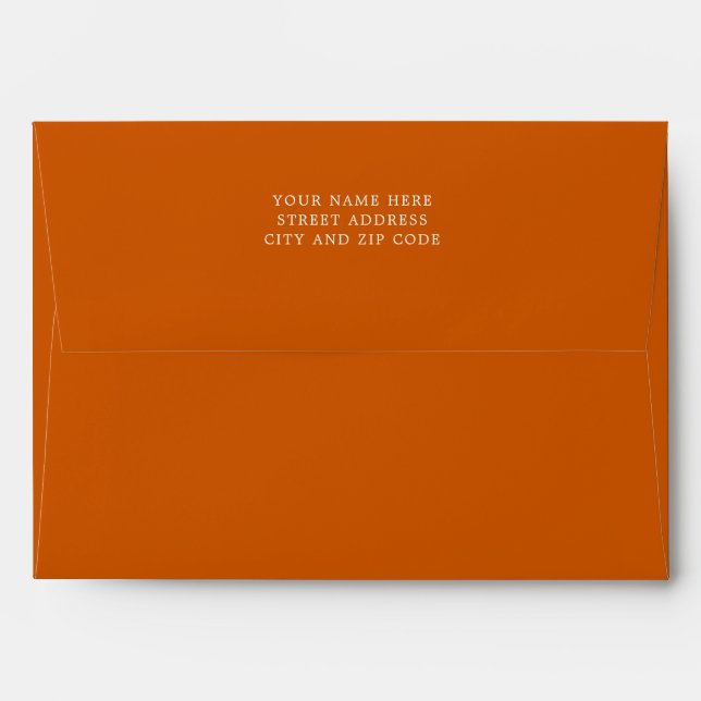 Modern Minimal Boho Solid Burnt Orange Wedding Envelope (Back (Top Flap))