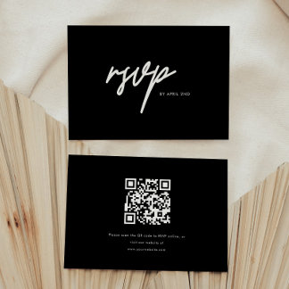 Modern Minimal Bold Black Script Graduation Party RSVP Card