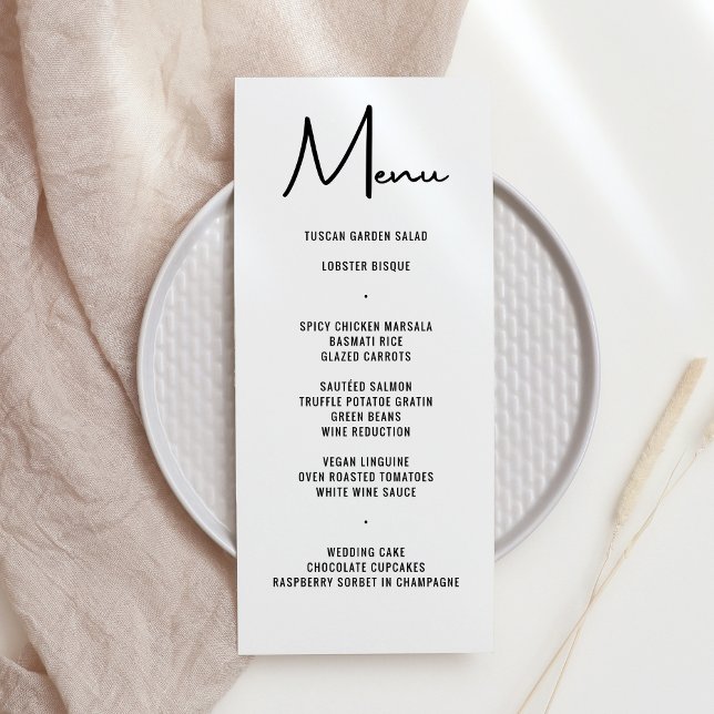 Modern Minimal Bold Calligraphy Wedding Dinner Menu (Creator Uploaded)