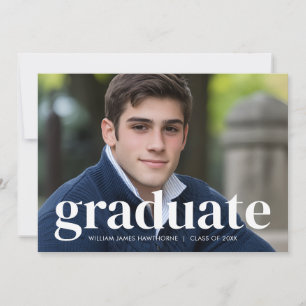 Modern Minimal Bold Classic Photo Graduation  Announcement
