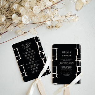 Modern minimal bold graphic black & white wedding hand fan