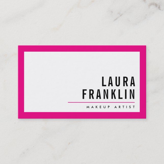 MODERN MINIMAL bold name bright pink black Business Card (Front)