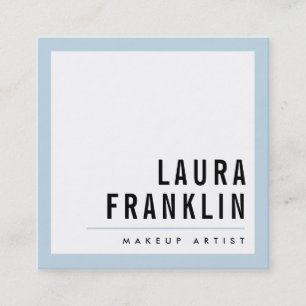 MODERN MINIMAL bold name pale baby blue black Square Business Card