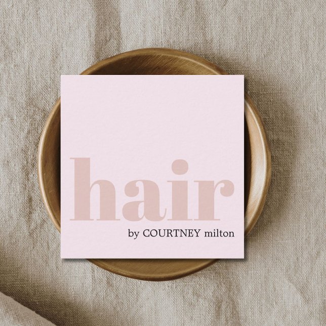 Modern Minimal Bold Pale Rose Hair Salon Square Business Card (Creator Uploaded)