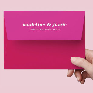 Modern Minimal Bold Pink Personalised Wedding Envelope
