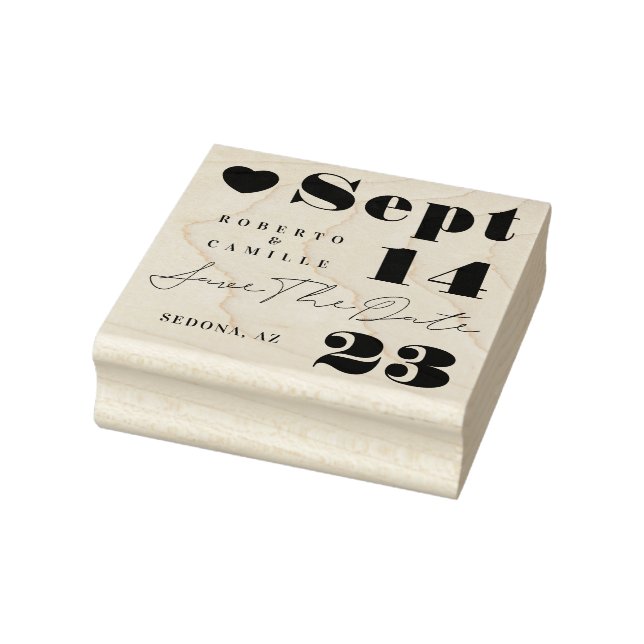 Modern Minimal Bold Print Wedding Save The Date Rubber Stamp (Stamp)