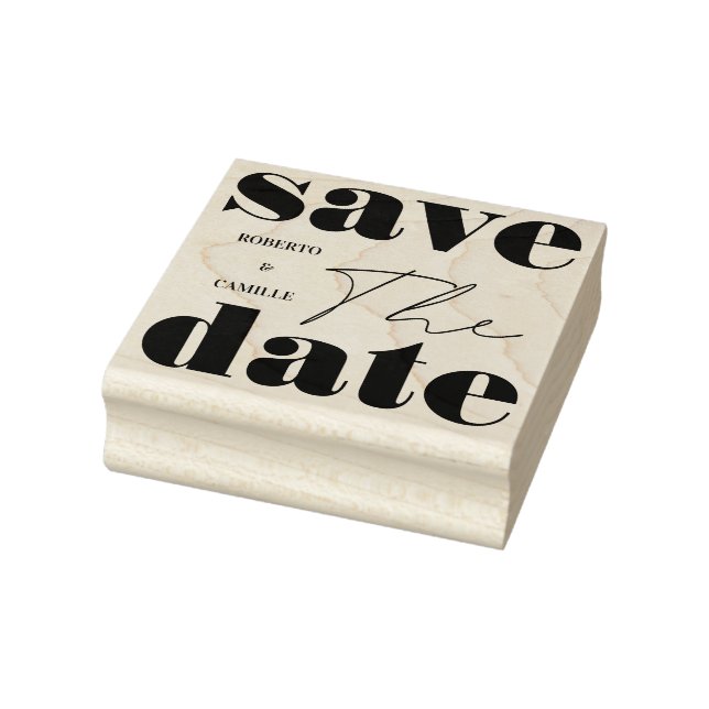 Modern Minimal Bold Print Wedding Save The Date Rubber Stamp (Stamp)