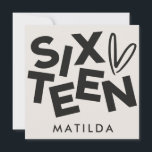 Modern minimal bold typography 16th birthday invitation<br><div class="desc">Modern minimal bold typography 16th birthday black and white party invitation.</div>