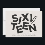 Modern minimal bold typography 16th birthday invitation<br><div class="desc">Modern minimal bold typography 16th birthday black and white party invitation.</div>