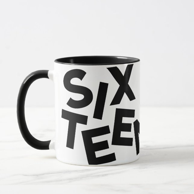 Modern minimal bold typography 16th birthday photo mug (Left)