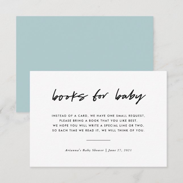 Modern Minimal Book Request Insert | Blue Invitation (Front/Back)