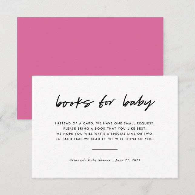 Modern Minimal Book Request Insert | Pink Invitation (Front/Back)