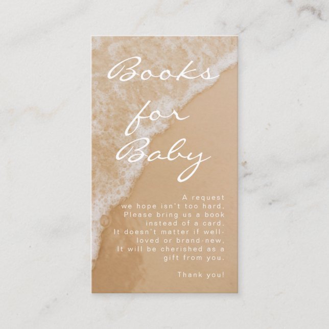 Modern Minimal Books For Baby Beach Baby Shower Enclosure Card (Front)