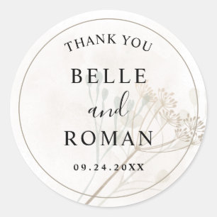 Modern minimal Botancial Wedding  Classic Round Sticker