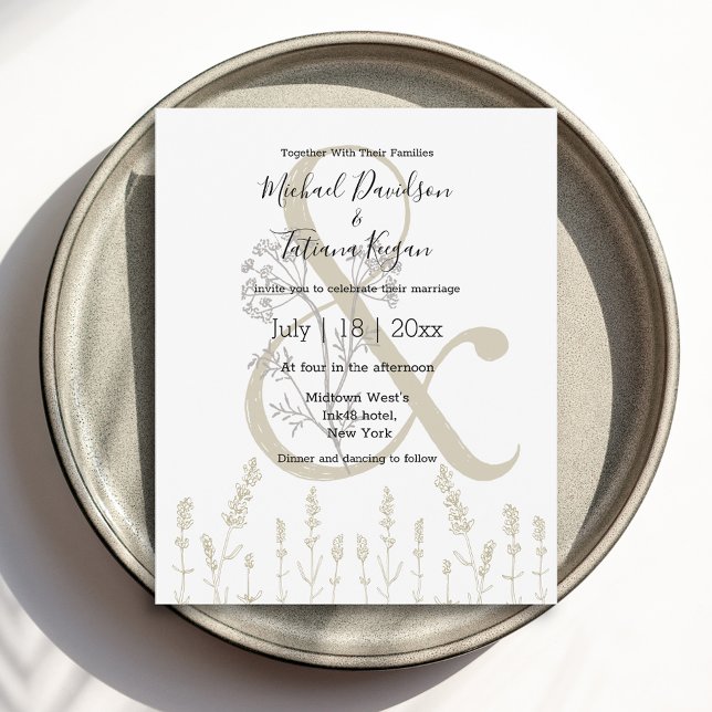 modern minimal botanical green wedding invitation (Creator Uploaded)