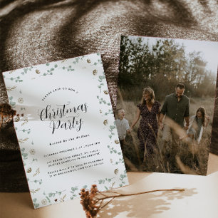 Modern minimal Botanical script Christmas Invitation